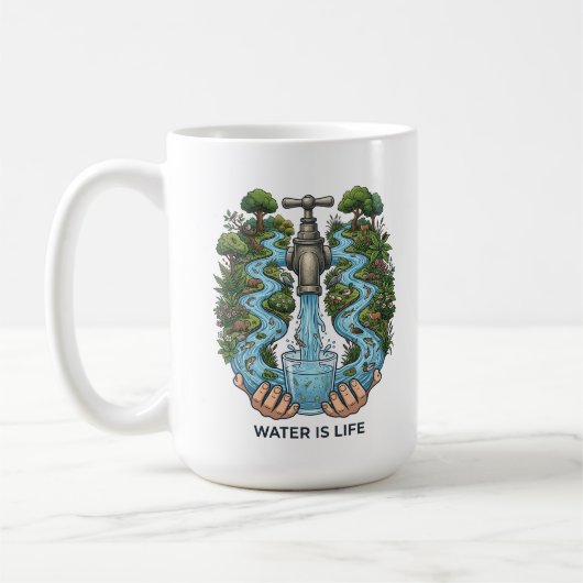Water Is Life | Nature Ecosystem Conservation Art コーヒーマグカップ (左)