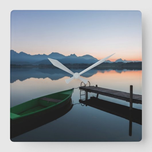 Water | Lake Hopfen Bavarian Alps Germany スクエア壁時計 (正面)