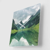 Water | Lake Swiss Alps スクエア壁時計 (傾斜)