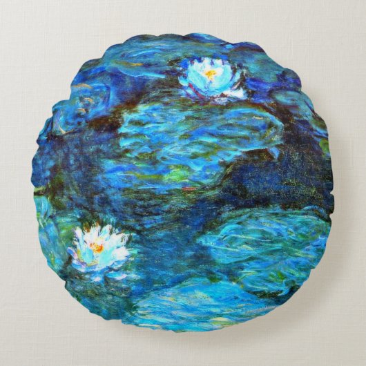 Water Lilies (blue) by Claude Monet ラウンドクッション (正面)