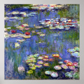 Water Lilies by Monet on Canvas Matte Poster ポスター (正面)