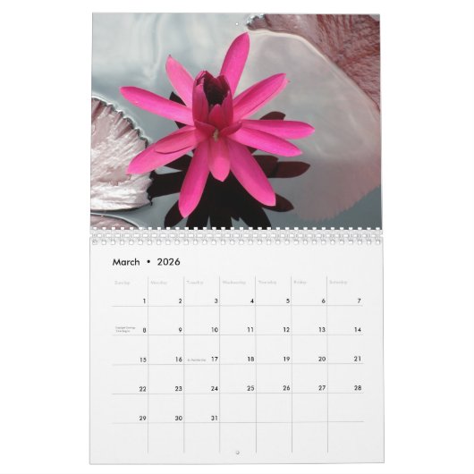 Water Lilies Calendar 2026 カレンダー (3月 2026)