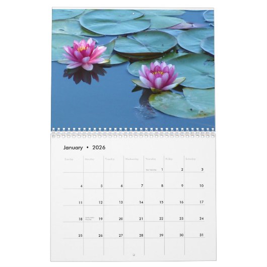 Water Lilies Calendar 2026 カレンダー (1月 2026)