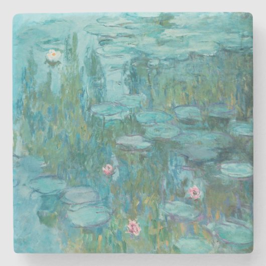 Water Lilies, Fine Art Oil Painting, Claude Monet ストーンコースター (正面)