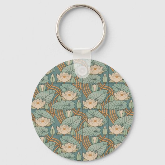 Water Lilies Lily Art Nouveau Nature キーホルダー (正面)