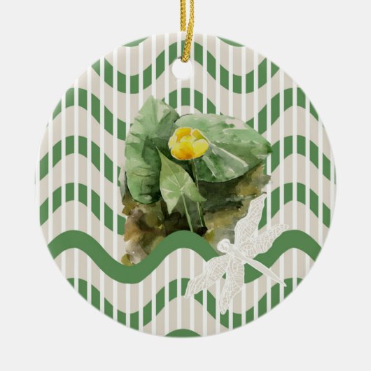 Water lilies pattern セラミックオーナメント (正面)