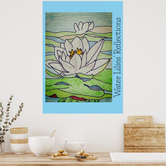 Water Lilies' Reflections  ポスター (キッチン)