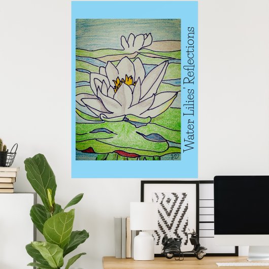 Water Lilies' Reflections  ポスター (ホームオフィス)