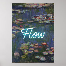 Water Lilies Remix – Neon “FLOW” Wall Art & Gifts ポスター
