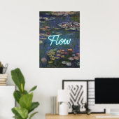 Water Lilies Remix – Neon “FLOW” Wall Art & Gifts ポスター (ホームオフィス)