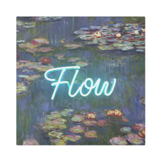Water Lilies Remix – Neon “FLOW” Wall Art & Gifts メタルプリント