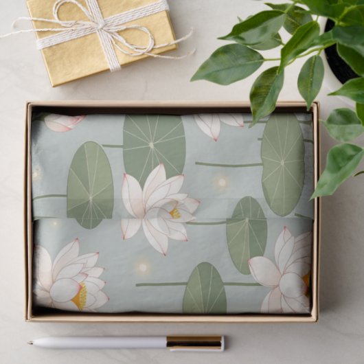 Water Lily Lotus Pond Pattern 薄葉紙 (ギフト)