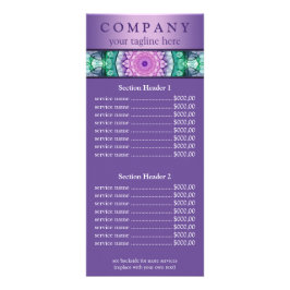 Water Lily mandala価格リストメニュー ラックカード