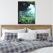 Water Lily Pond：Premium Canvas キャンバスプリント (インサイチュ (寝室))