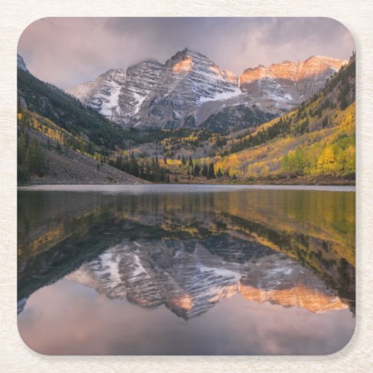 Water | Maroon Bells Colorado スクエアペーパーコースター (正面)