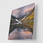 Water | Maroon Bells Colorado スクエア壁時計 (傾斜)