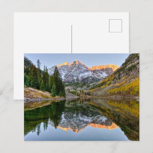 Water | Maroon Bells Lake Aspen Trees ポストカード (正面/裏面)