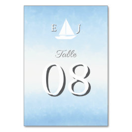 Water Meets Sky Watercolor Wedding テーブルナンバー