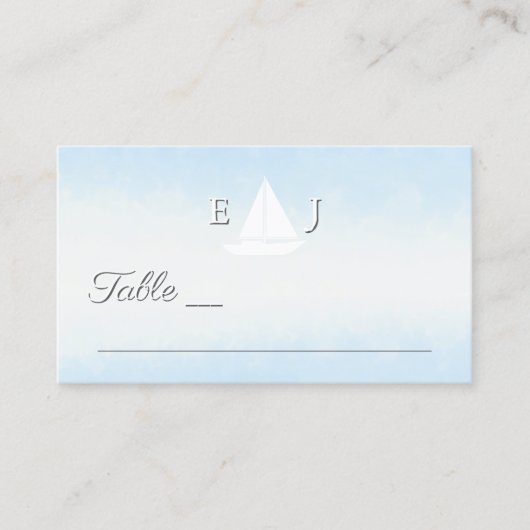Water Meets Sky Watercolor Wedding プレイスカード (正面)