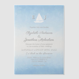 Water Meets Sky Watercolor Wedding ベラム紙招待状