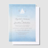 Water Meets Sky Watercolor Wedding ベラム紙招待状 (オフセット)