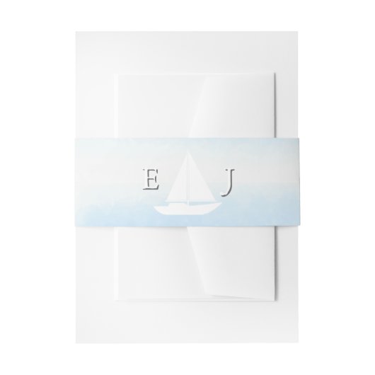 Water Meets Sky Watercolor Wedding 招待状ベリーバンド (正面例)