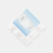 Water Meets Sky Watercolor Wedding 縁ありカクテルナプキン (角)