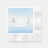 Water Meets Sky Watercolor Wedding 縁ありカクテルナプキン (正面)