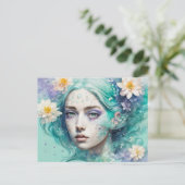 Water Nymph with Lotus Flowers ポストカード (スタンド正面)