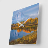Water | Oxbow Bend Jackson Wyoming スクエア壁時計 (傾斜)