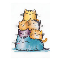 Water Paint Catsデジタル絵画