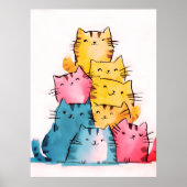 Water Paint Cats Digital ポスター (正面)