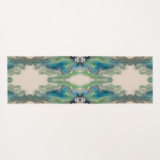 Water Path Flow – Abstract Aqua & Green Fluid Art ヨガマット (裏面(横))