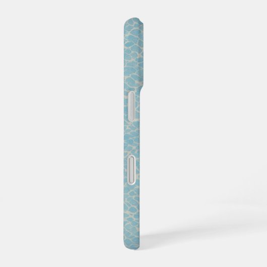 Water Pattern Light Blue Phone Case iPhone 16ケース (右側面)