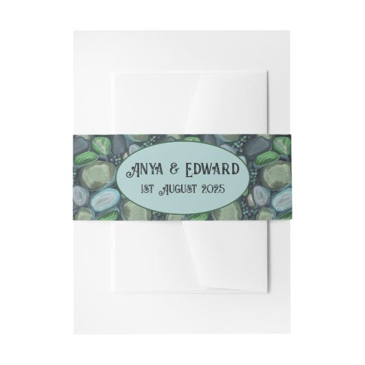 Water Pebbles - Wedding belly band vertical 招待状ベリーバンド (正面例)