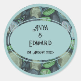 Water pebbles - Wedding sticker ラウンドシール