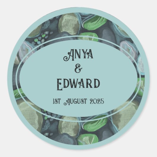 Water pebbles - Wedding sticker ラウンドシール (正面)
