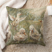 Water Play Whimsical Farmhouse Duck Family Pond クッション (ブランケット)