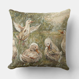 Water Play Whimsical Farmhouse Duck Family Pond クッション