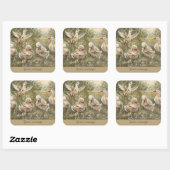 Water Play Whimsical Farmhouse Duck Family Pond スクエアシール (シート)