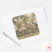 Water Play Whimsical Farmhouse Duck Family Pond スクエアシール (封筒)