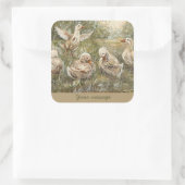 Water Play Whimsical Farmhouse Duck Family Pond スクエアシール (バッグ)