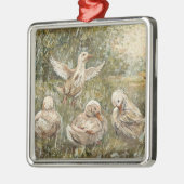 Water Play Whimsical Farmhouse Duck Family Pond メタルオーナメント (左)