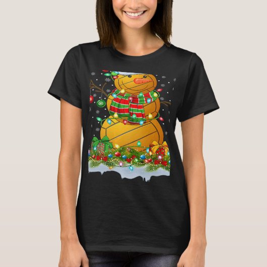 Water Polo Ball Snowman Xmas Lights Water Polo Chr Tシャツ (正面)