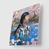 "Water’s Digital Dream" – A Digital Portrait スクエア壁時計 (傾斜)