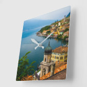 Water | San Benedetto Church Lake Garda, Italy スクエア壁時計 (傾斜)