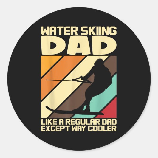 Water Ski Fans Water Skiing Dad ラウンドシール (正面)