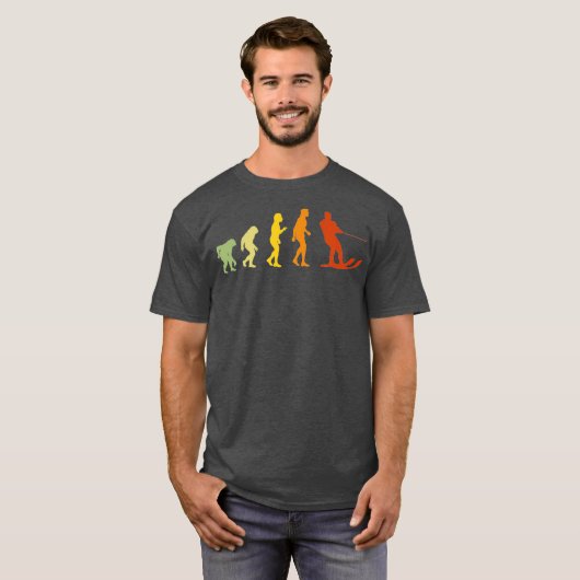 Water Skiing Evolution Funny Water Skier Tシャツ (正面フル)