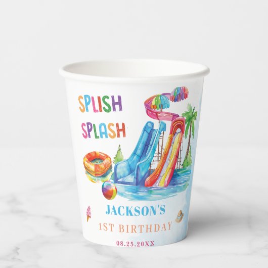 Water Slide Splish Splash Birthday Party 紙コップ (裏面)