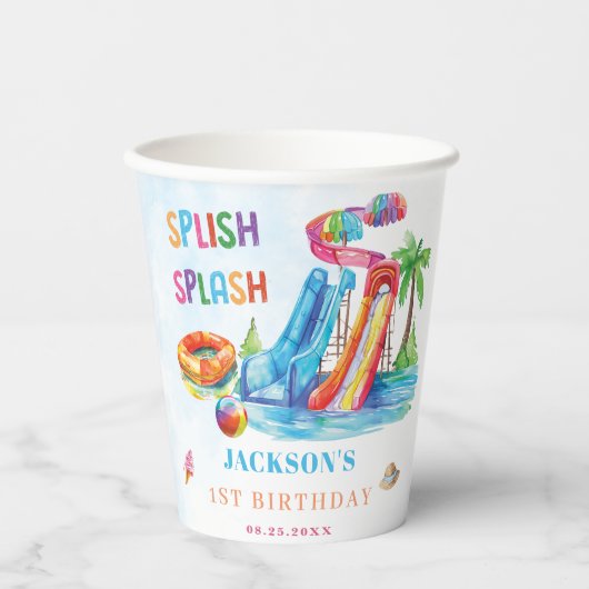 Water Slide Splish Splash Birthday Party 紙コップ (正面)